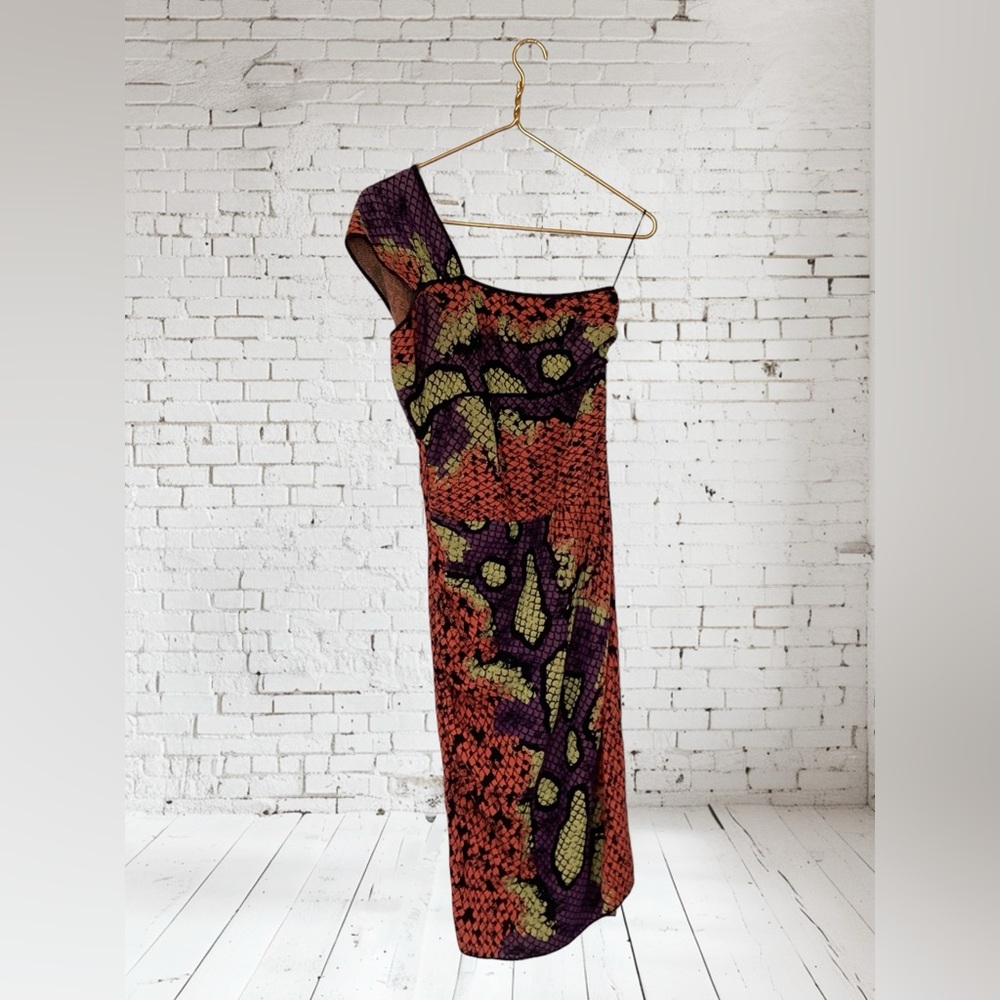 M Missoni Classic Sweater One Sleeve Orange Multicolor Dress Size 10